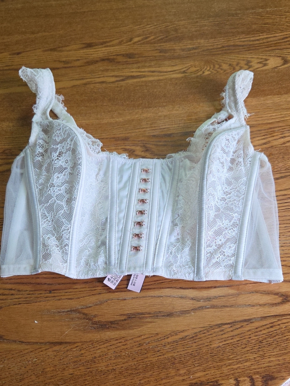 Victoria's Secret Dream Angels white lace unlined corset top